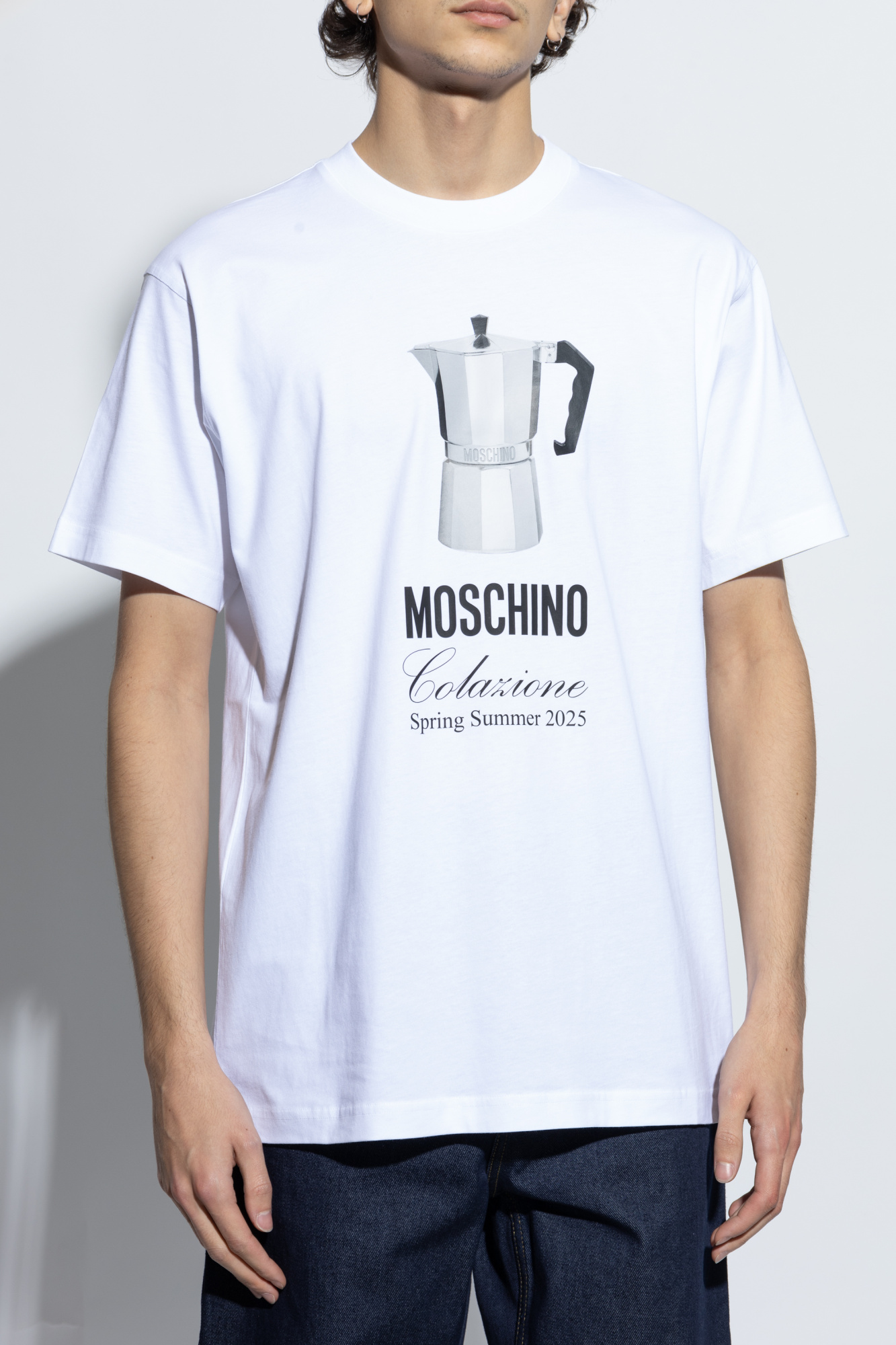 Biały T-shirt z nadrukiem Moschino - Vitkac Polska